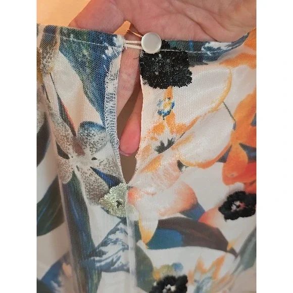 Catherines Floral Embroidered Mesh Maxi Dress 0X 14 16W - Picture 5 of 9